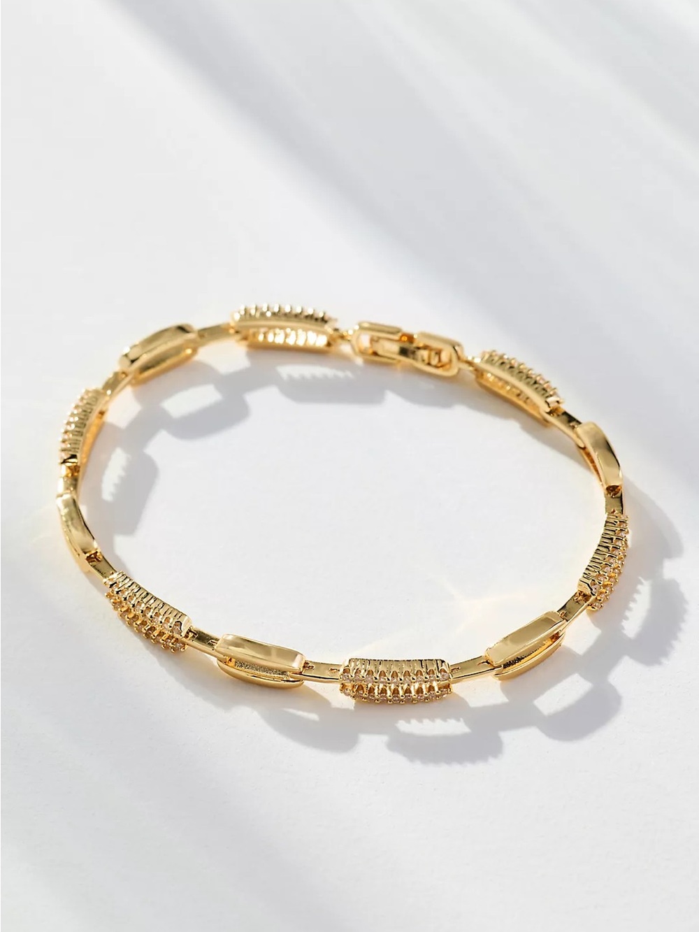 Anthropologie Gold Paperclip Tennis Bracelet Jewelry